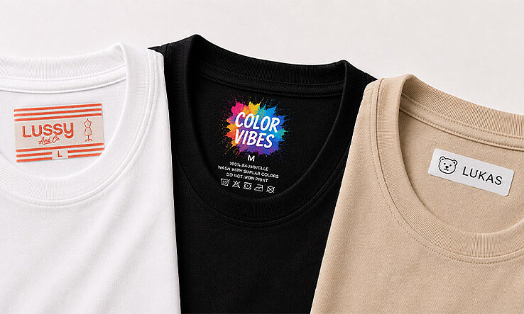 [Translate to German:] t-shirts with different iron-on labels