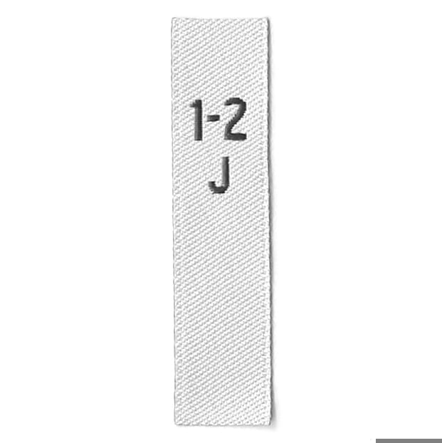 Grössen für Kinder (1-2 J - 12-14 J) Weiß (schwarze Schrift)